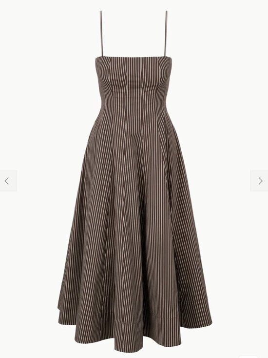 NWT Staud Wylie Dark Oak Micro Stripe Dress - Picture 3 of 3